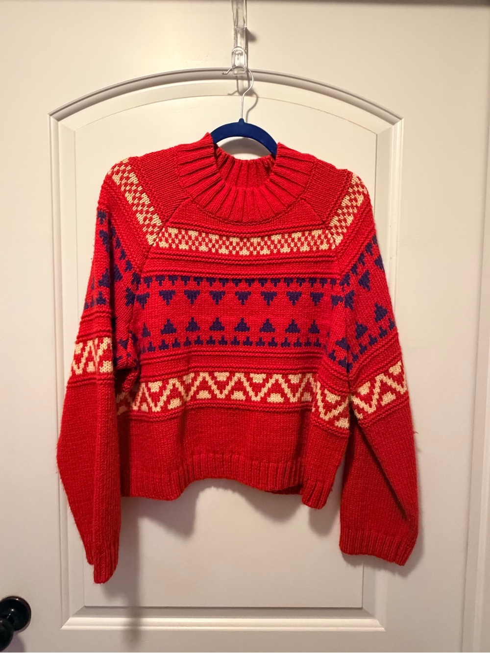 Target- Universal thread, Red Crop style Patterned Fair Isle Sweater - Women